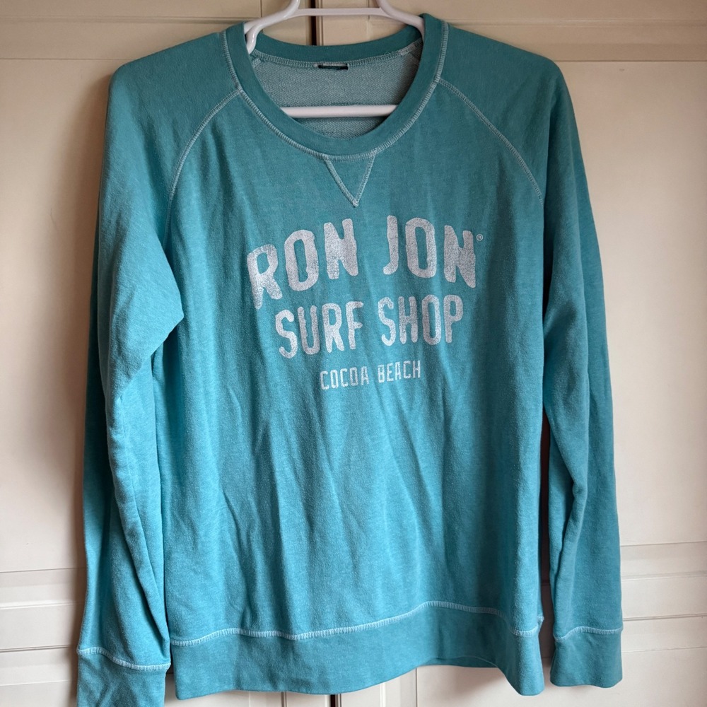 Ron Jon Surf Shop Cocoa Beach Sweatshirt Pullover Graphic Top Blue Medium Large‎